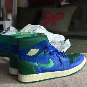 Blue and Green High-Top Sneakers